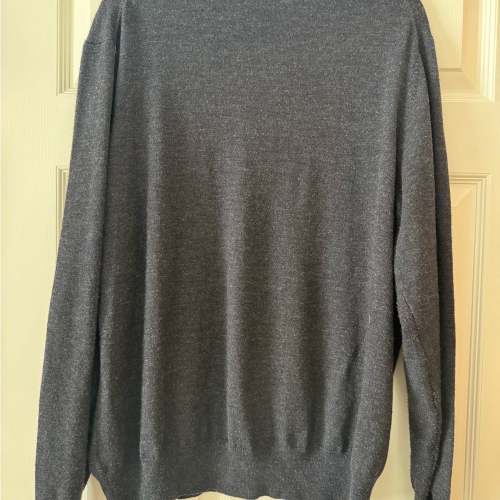 Garret Scott V-Neck Merino Wool Sweater - Black and Gray Argyle - Picture 4 of 6